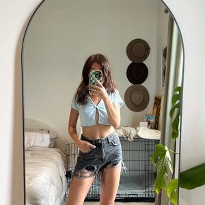 Black denim Topshop shorts